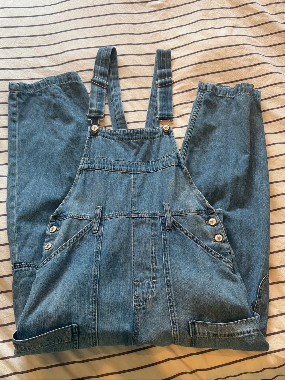 Free people barrel leg overalls